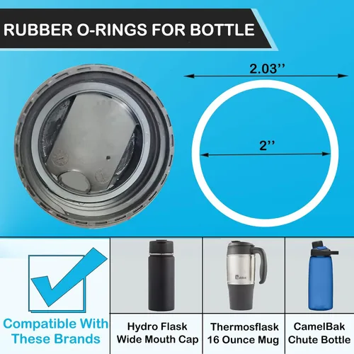 Miniatura 7 de 6 popotes de repuesto y anillos de junta de silicona y 1 funda protectora flexible para botella compatible con botella de agua Hydro Flask de boca