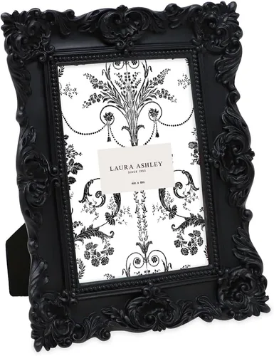 Miniatura 34 de Laura Ashley - Marco de fotos de 5 x 7 pulgadas, de resina texturizada y elaborada a mano, con caballete y gancho para mesa y pared, con diseño Negro