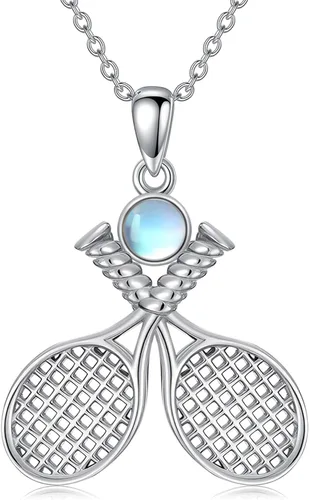 Miniatura 10 de Collar de Béisbol/Golf/Hockey/Tenis Plata de Ley 925 Piedra Lunar Pelota Colgante Deportivo Joyería Regalos de Graduación para Mujeres Novia Mamá