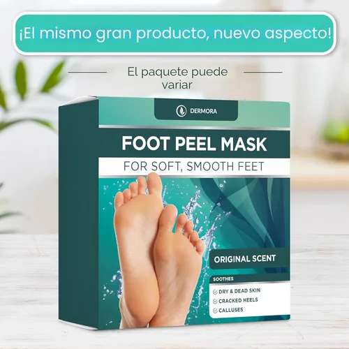 Miniatura 3 de DERMORA Mascarilla Exfoliante para Pies - Paquete de 2 Mascarillas Exfoliantes de Tamaño Regular para Pies Secos y Agrietados, Callos, Removedor