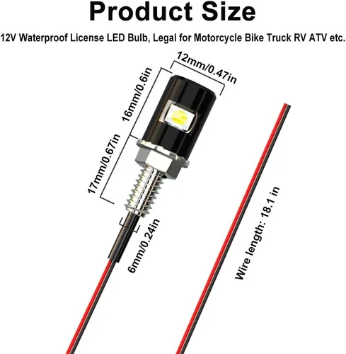 Miniatura 2 de Luz para matrícula, tornillo de matrícula, LED, superbrillante 12 V, impermeable, bombilla LED para placa de matrícula, para motocicleta, camión
