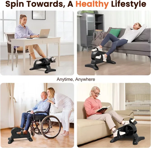 Miniatura 7 de Mini bicicleta estática con pedales para debajo del escritorio, ejercitador de pedales con motor para brazos/piernas para personas mayores, terapia