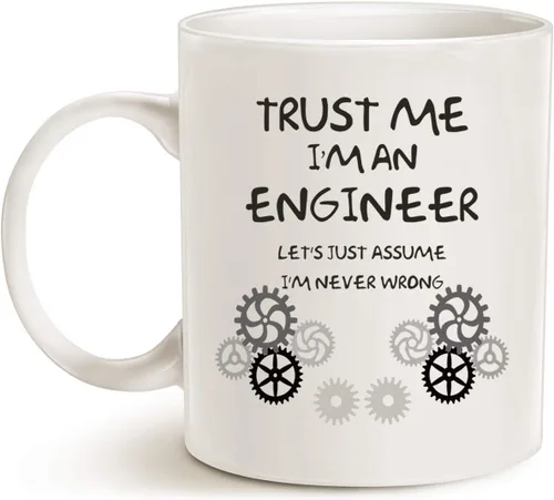 Miniatura 3 de MAUAG Taza de café Funny Engineer Unique Idea, Trust Me, I'm an Engineer, taza de cerámica blanca, 11 onzas
