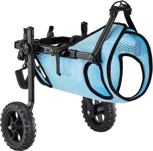 Miniatura 10 de VEVOR Silla de ruedas para perros para patas traseras, silla de ruedas ligera de 2 ruedas para mascotas, altura, ancho y longitud ajustable, carrito