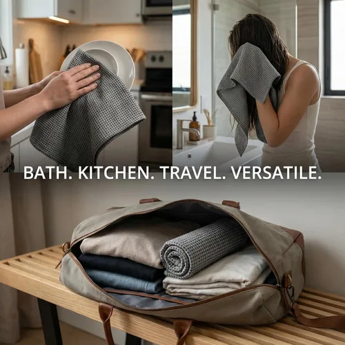Miniatura 7 de Pure Linen - Juego de 2 toallas de baño pequeñas de 20 x 40 pulgadas de secado rápido para pieles sensibles, toallas finas para baño, toalla ligera