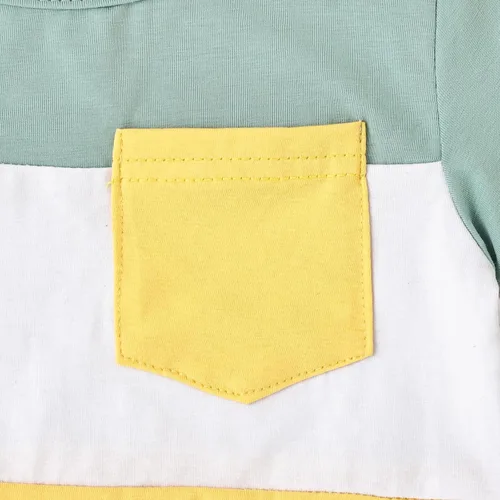 Miniatura 51 de Ropa para bebé niño pequeño, trajes de verano de manga corta, camiseta de retazos y pantalón con bolsillo, conjunto de 2 piezas, 12 meses a 4 años