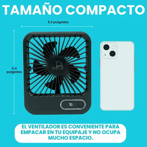 Miniatura 5 de Ventilador de Cabina para Crucero Aprobado - Gancho Magnético Incluido Para Colgar en Paredes - Portátil Recargable USB y Enchufe, Función de Negro