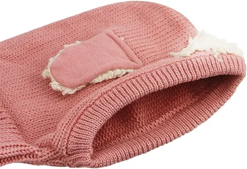 Miniatura 3 de Conjunto de bufanda y gorro de invierno cálido para bebés, niños y niñas, con orejas de cachorro, gorro de punto, con solapa, bufandas, gorro