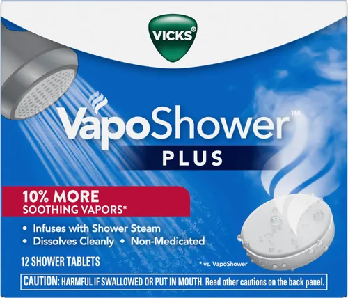 Miniatura 9 de Vicks, VapoShower Plus, vaporizadores de ducha, vaporizador de ducha de eucalipto y aroma a mentol, tabletas de ducha de vapor de disolución limpia