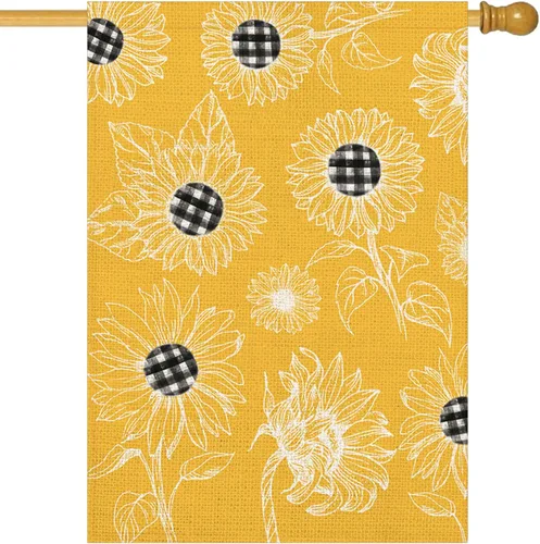 Miniatura 8 de Fukeen Bandera de bienvenida con flores rojas de doble cara, 28 x 40 pulgadas, fondo negro con geranio, amapola floral, hojas verdes, plantas
