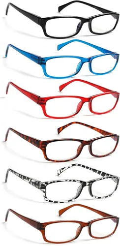 Henotin Paquete de 6 lentes de lectura con bloqueo de luz azul, antifatiga ocular, anteojos de lectura para computadora para mujeres y hombres
