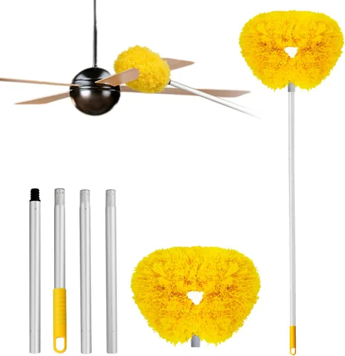 Miniatura 13 de Limpiador de ventilador de techo reutilizable de microfibra para ventilador de techo, limpiador extraíble con poste de extensión que se ajusta de 13