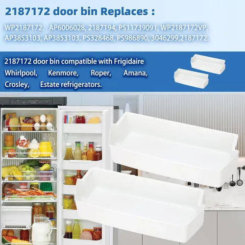 Miniatura 3 de 2187172 Contenedor de puerta para Whirlpool Kenmore Amana Frigidaire Frigidaire Frigidaire Roper Estate Reemplazar WP2187172, AP6006028, 2187194K