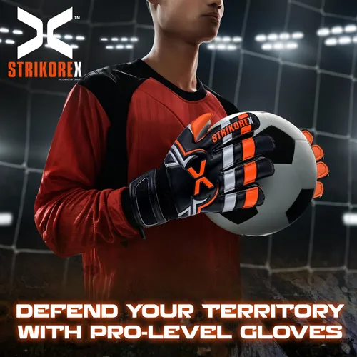 Miniatura 7 de Guantes de portero para niños y jóvenes con palma de látex de 0.157 in, agarre fuerte, guantes de fútbol para adultos y niños con dedos Fluo