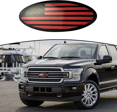 Miniatura 13 de 7.75 pulgadas Emblema de Superposición de Puerta Trasera de Aluminio, Emblema Ovalado de Bandera Negra de América Compatible con Ford Expedition