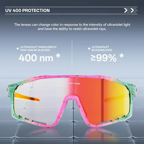 Miniatura 3 de KAPVOE Gafas de ciclismo fotocromáticas para hombres y mujeres, gafas de sol deportivas, marco de decoloración HD, gafas de bicicleta K76 Verde Rojo