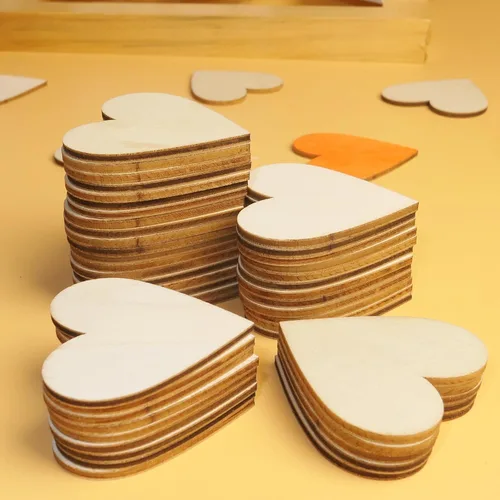 Miniatura 3 de HADDIY Corazones pequeños de madera para manualidades de 1.5 pulgadas, 100 piezas de recortes de corazón de madera sin terminar para libros