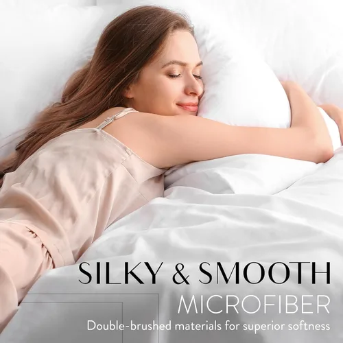 Miniatura 4 de Danjor Linens - Juego de sábanas tamaño completo para adolescentes, sábanas premium de hotel con 4 fundas de almohada, microfibra cepillada ligera