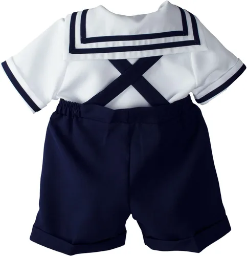 Miniatura 6 de Conjunto de traje de marinero náutico con sombrero, para niños pequeños