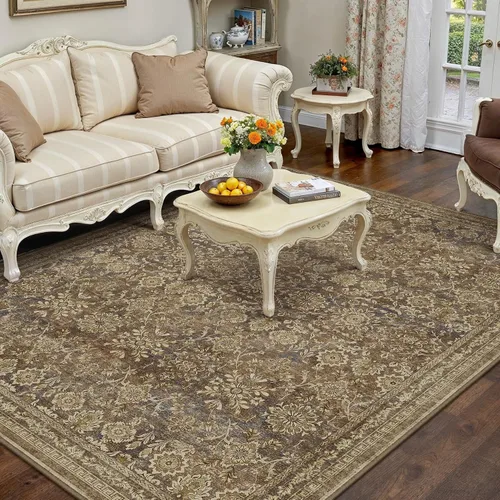 Miniatura 10 de PureCozy Alfombra de área beige de 2 x 3 pulgadas, lavable, vintage, pequeña, para entrada, cocina, suave, retro, floral, de pelo bajo, tapete