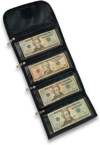 Tidy Pockets Organizador de dinero para dinero en efectivo, con 4 cremalleras, organizador de efectivo para facturas, organizador de dinero para
