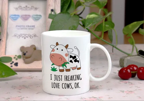 Miniatura 5 de Taza de café de cerámica con estampado de vaca Kawaii para mujeres, mamá o hija