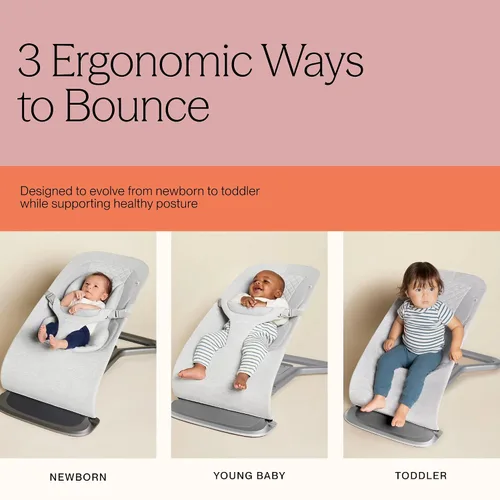 Miniatura 5 de Ergobaby Evolve 3 en 1 Bouncer, Asiento de bebé ajustable de múltiples posiciones, se adapta desde recién nacido hasta niño pequeño, Gris claro