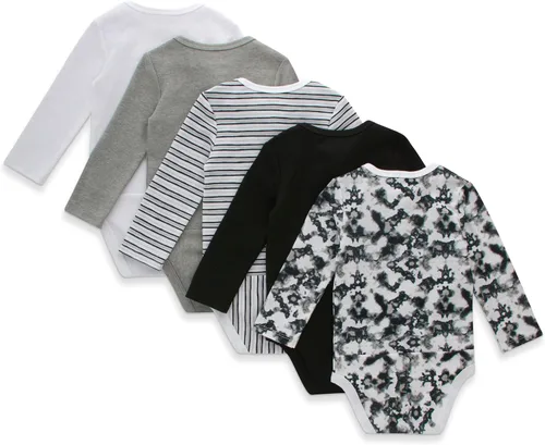 Miniatura 2 de Hanes Baby Long Sleeve Bodysuit, Ultimate Flexy Bodysuits Boys & Girls, 5-Pack