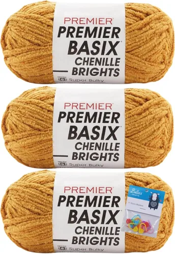 Miniatura 17 de Premier Yarns Basix - Ovillo de felpilla Brights de 5.3 onzas cada madeja, 6 unidades súper voluminosas y gruesas, paquete de 3 unidades con Blush