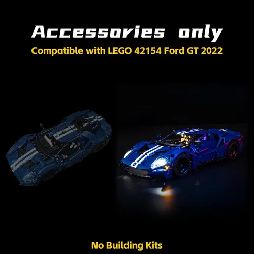 Miniatura 3 de BrickBling - Luz LED compatible con Lego Technic 2022 Ford GT 42154 Luz creativa compatible solo con Lego GT-Lights, sin