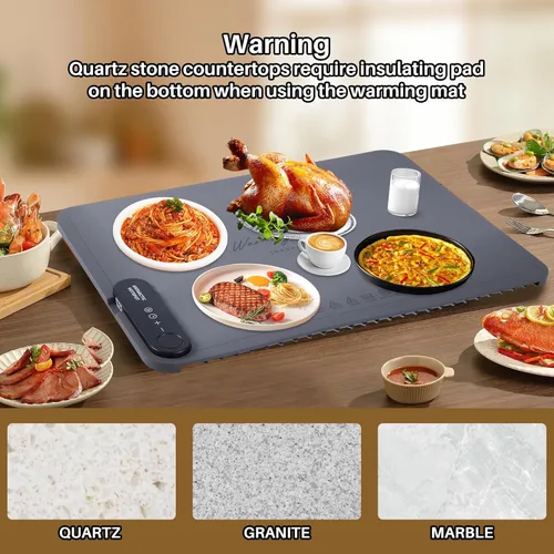 Miniatura 7 de Tapete de calentamiento de alimentos de 24 x 16 pulgadas para calefacción de superficie para fiestas de alimentos, bufé, uso diario, bandeja