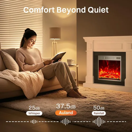 Miniatura 5 de Chimenea eléctrica de 40 pulgadas con repisa, chimenea eléctrica de 18 pulgadas, llama 3D altamente realista, botón y control remoto, mantel