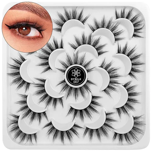 Miniatura 16 de DYSILK - 10 pares de pestañas de visón 6D, pestañas postizas dramáticas de volumen grueso pestañas postizas naturales suaves extensión maquillaje