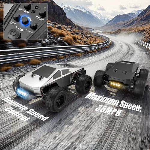 Miniatura 5 de 1/16 Coches RC Sin Escoba de Alta Velocidad para Adultos, Coche de Control Remoto de 56 Km/h de Alta Velocidad, Camión RC Cibernético, Camión