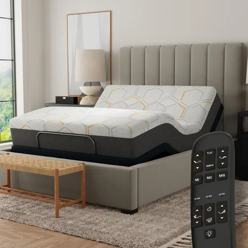 Miniatura 16 de Blissful Nights Twin XL e3 Base de Marco de Cama Ajustable con Inclinación de Cabeza y Pie, Control Remoto Inalámbrico, Fácil Montaje, Garantía