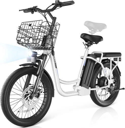 Miniatura 14 de Caroma Peak - Scooter eléctrico de 500 W/800 W/1200 W con asiento, bicicleta eléctrica de neumático grueso de 20 pulgadas con batería extraíble