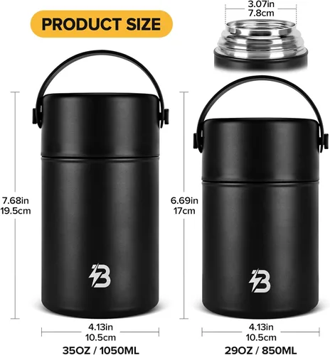 Miniatura 6 de Termo para comida caliente, frasco térmico para sopa de almuerzo de 29 onzas, recipiente aislado de boca ancha para comida caliente con cuchara