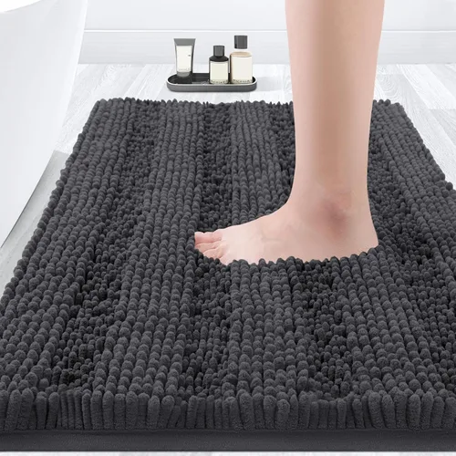 Miniatura 92 de ACCUMTEK - Juego de alfombras de baño a rayas beige de 3 piezas, ultrasuaves, antideslizantes de chenilla, alfombras de baño mullidas y absorbentes