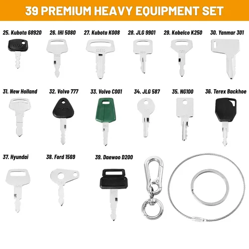 Miniatura 4 de 10 piezas Juego de llaves para equipo pesado, kit de llave maestra de encendido para construcción compatible con John Deere Hitachi Case New Holland