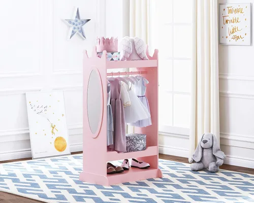 Miniatura 6 de UTEX Almacenamiento de Disfraces para Niños con Espejo, Guardarropa de Disfraces para Niños, Armario Colgante Abierto, Closet de Almacenamiento