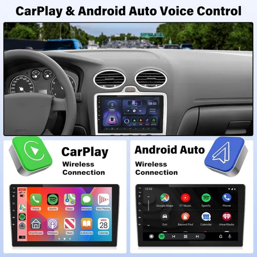Miniatura 2 de Kunfine Universal 8-Core 4G+128G 9 pulgadas Android doble DIN coche estéreo inalámbrico CarPlay/Android Auto IPS 9 "pantalla táctil Tablet Auto