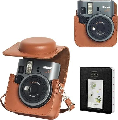 Miniatura 14 de Mini 41 Funda protectora para cámara instantánea Fujifilm Instax Mini 41, funda de cuero PU retro para cámara Mini 41 con álbum de fotos mini de 64