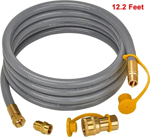 Miniatura 2 de only fire - Manguera de gas natural de 12 pies y 1/2 pulgada de diámetro interno con conjunto de accesorios de conexión rápida para aparatos de baja