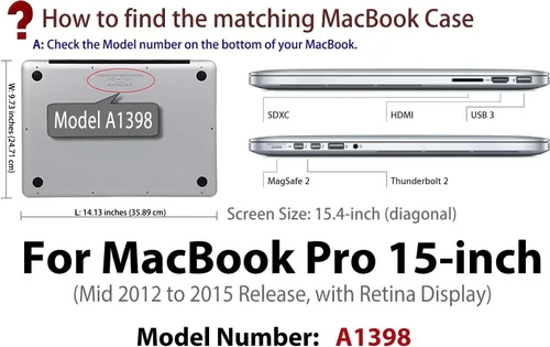 Miniatura 13 de UESWILL Funda de Carcasa Rígida Mate Compatible con MacBook Pro (Retina, 13 pulgadas, principios de 2015/2014/2013/finales de 2012), Modelo Negro