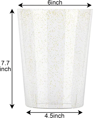 Miniatura 4 de Tiawudi Paquete de 12 cubos de hielo de plástico para fiestas, enfriador de vino transparente con purpurina dorada para bodas, bueno como un Oro