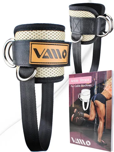 Miniatura 10 de VAIIO Correas para tobillo para máquinas de cable, neopreno de calce cómodo ajustable, refuerzo con doble anillo en D - Tobilleras prémium