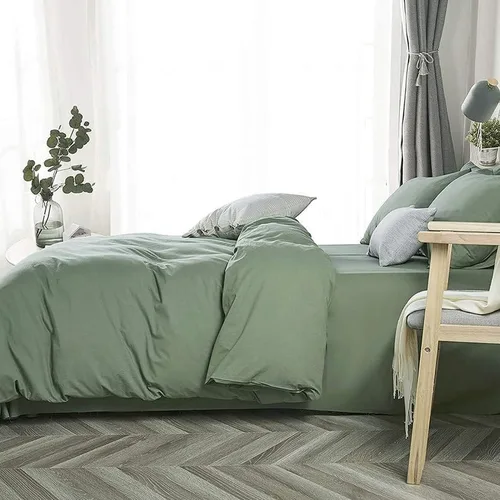 Miniatura 3 de INDACORIFY Funda de edredón de algodón en color verde oliva, ropa de cama bohemia 100% algodón lavado, funda de edredón tamaño Queen, funda de cama