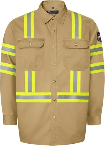 Miniatura 14 de FR Shirts - Camisa de soldadura resistente a las llamas de 7.5 onzas, ropa ignífuga 100% C FR para hombres, chaqueta ignífuga para hombres para Gris