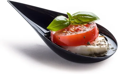 Miniatura 4 de Zappy - Mini cuchara para aperitivos/Cucharas para cata/Plato de postre asiático, 100 unidades, Negro