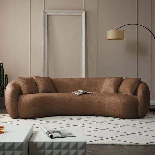 Miniatura 21 de WILLIAMSPACE Sofá curvado de 101 pulgadas, moderno sofá boucle tapizado de gran tamaño con 4 almohadas, sofá de peluche de 4 asientos para sala